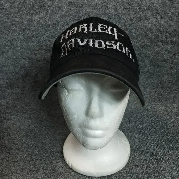Harley Davidson Fitted Hat Cap Mens L XL Black Spellout Bar Shield - Picture 1 of 7